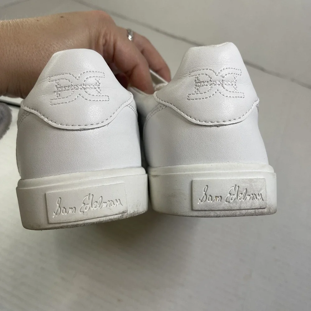 Sam Edelman Women's Edie Sneakers Shoes Low Top White Leather Lace Up Size 8.5